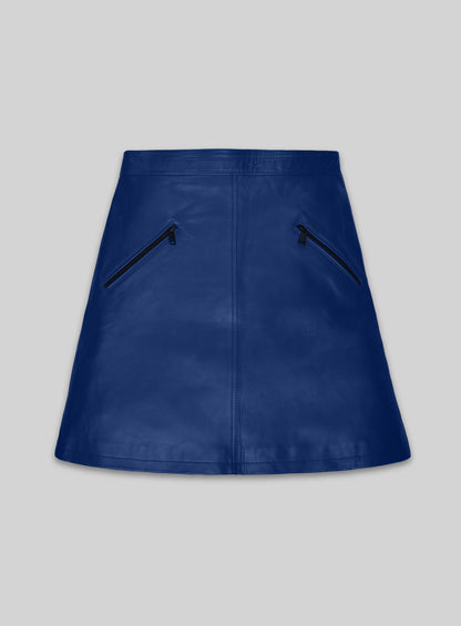Rich Blue Emilia Clarke Leather Skirt