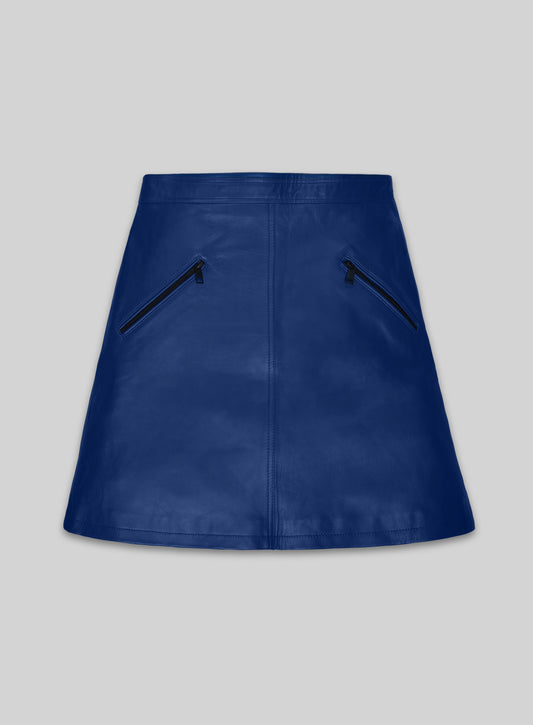 Rich Blue Emilia Clarke Leather Skirt