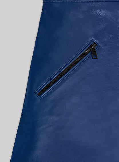 Rich Blue Emilia Clarke Leather Skirt