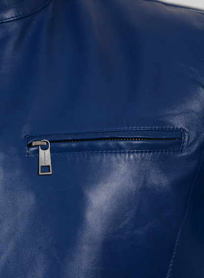 Rich Blue Leather Jacket # 887
