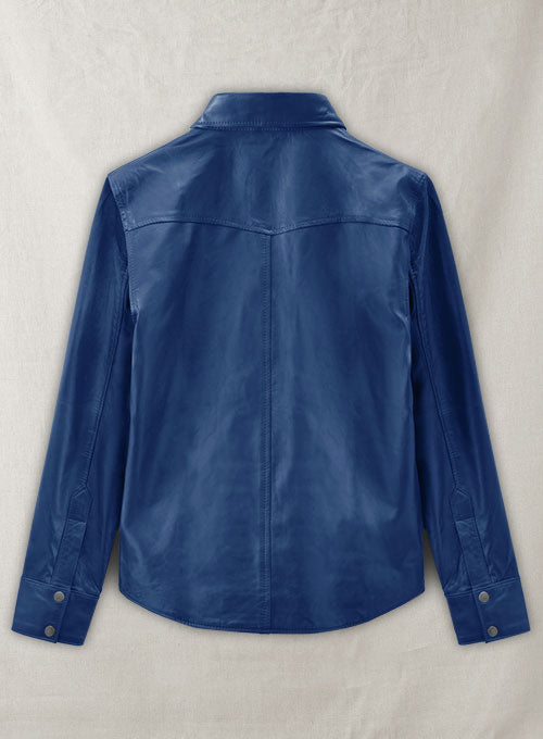 Rich Blue Leather Shirt Jacket - #1S - LeatherCult