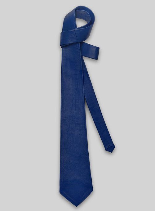 Rich Blue Leather Tie - LeatherCult