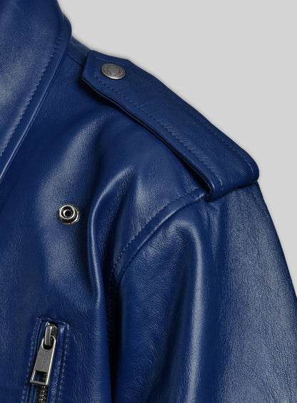 Rich Blue Trooper Biker Jacket