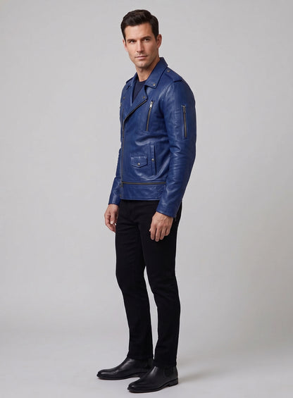 Rich Blue Trooper Biker Jacket