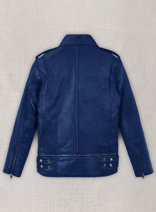 Rich Blue Trooper Biker Jacket - LeatherCult