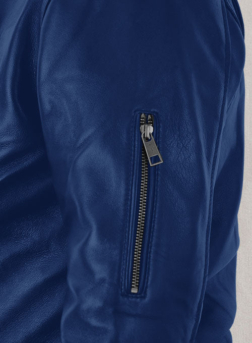 Rich Blue Trooper Biker Jacket - LeatherCult
