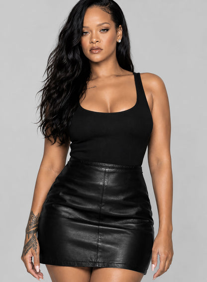 Rihanna Leather Skirt