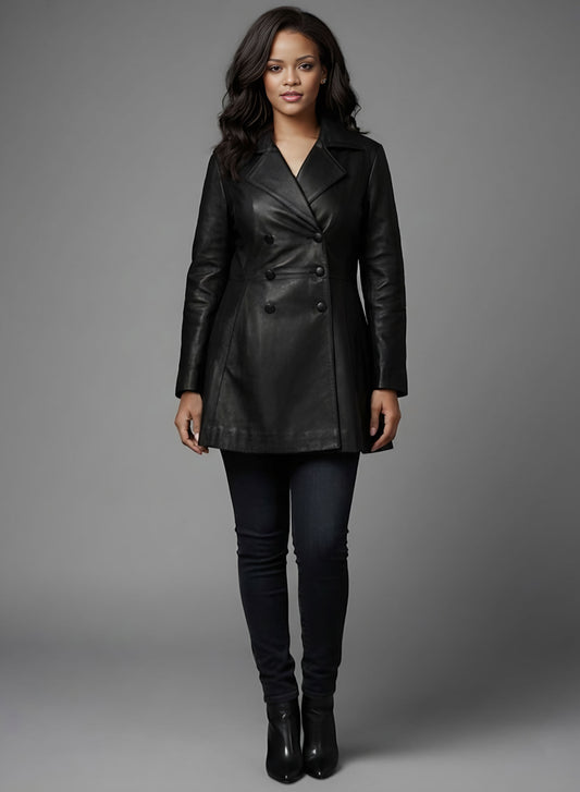 Rihanna Leather Trench Coat