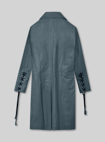 Rita Ora Leather Long Coat