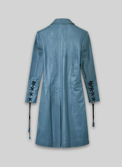 Rita Ora Leather Long Coat