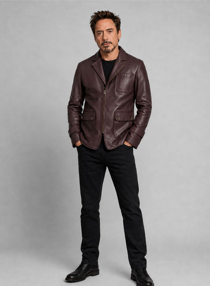 Robert Downey Jr Leather Blazer #1