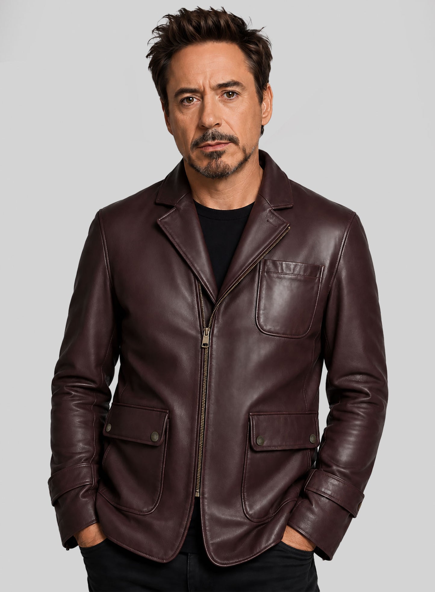 Robert Downey Jr Leather Blazer #1