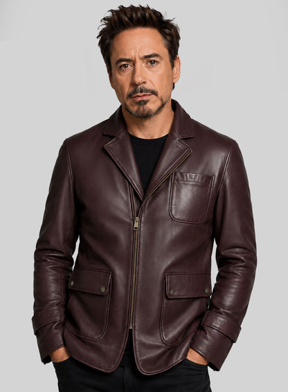 Robert Downey Jr Leather Blazer #1