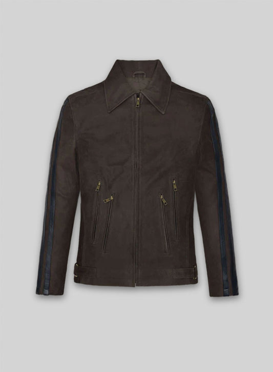 Vintage Brown Grain Robert Pattinson Leather Jacket #2