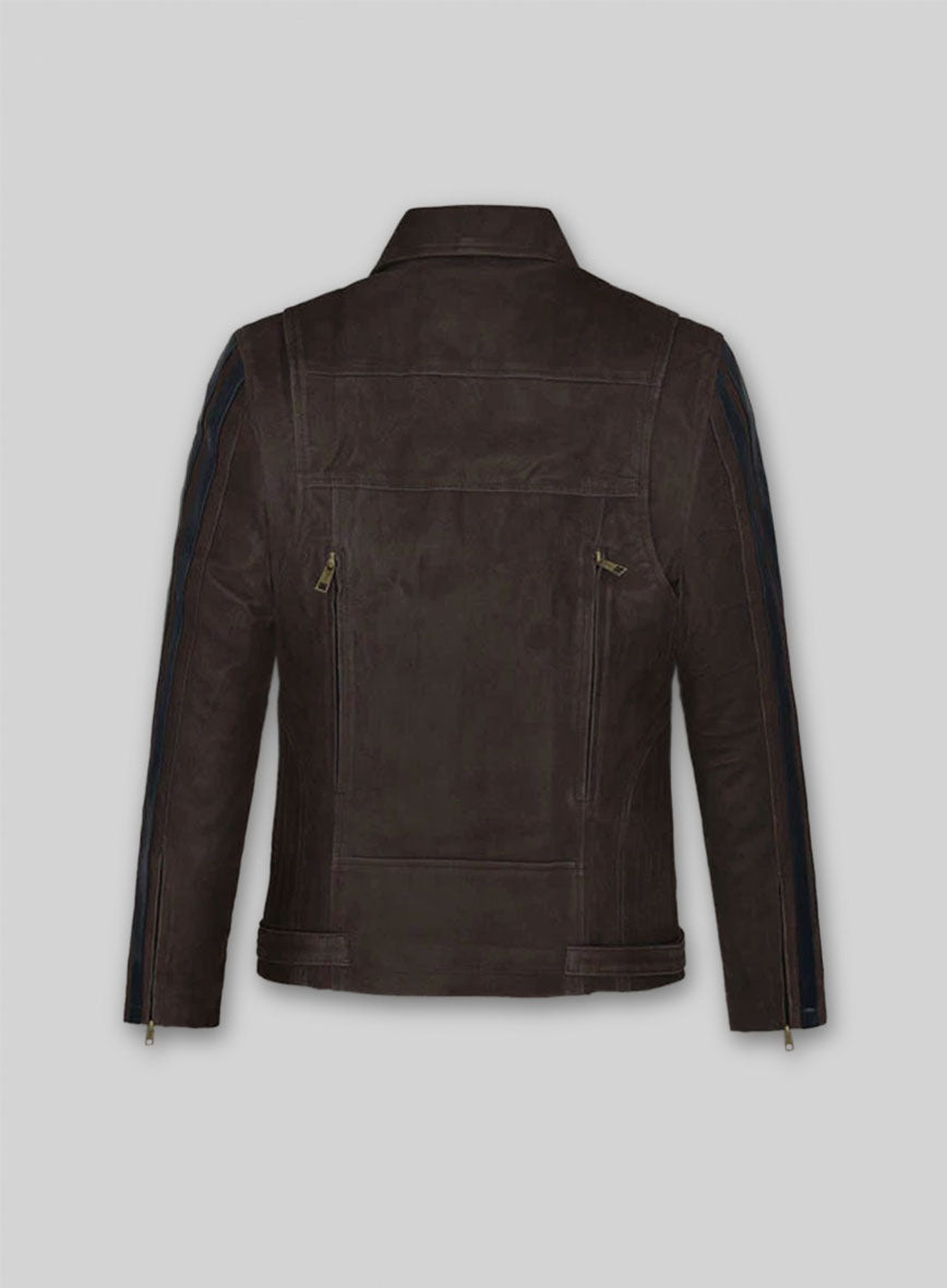 Vintage Brown Grain Robert Pattinson Leather Jacket #2