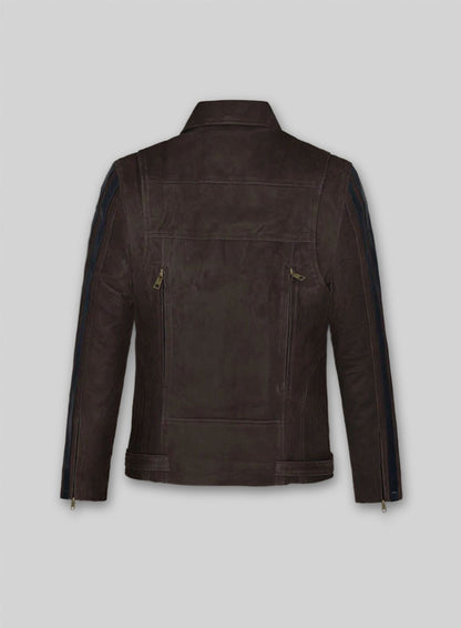 Vintage Brown Grain Robert Pattinson Leather Jacket #2