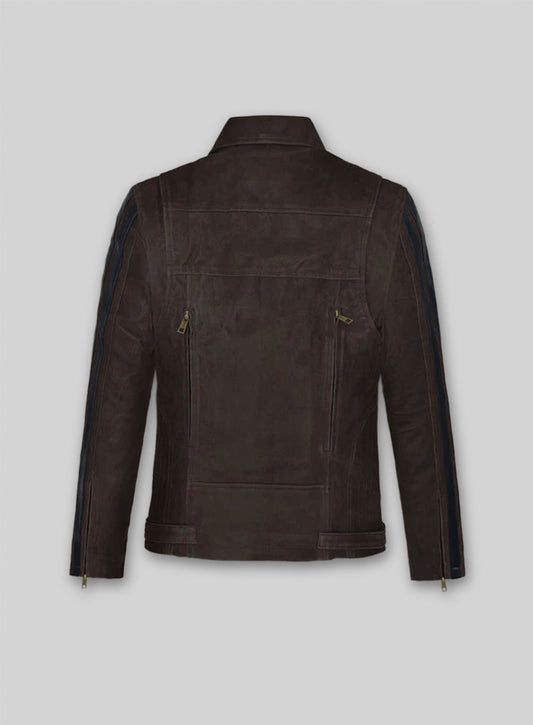Vintage Brown Grain Robert Pattinson Leather Jacket #2
