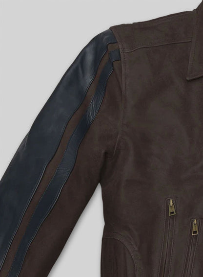 Vintage Brown Grain Robert Pattinson Leather Jacket #2