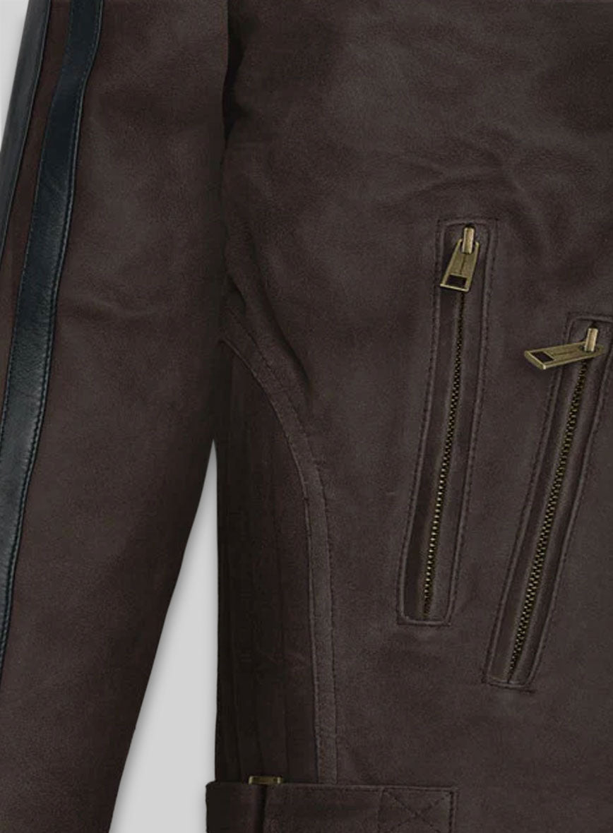 Vintage Brown Grain Robert Pattinson Leather Jacket #2