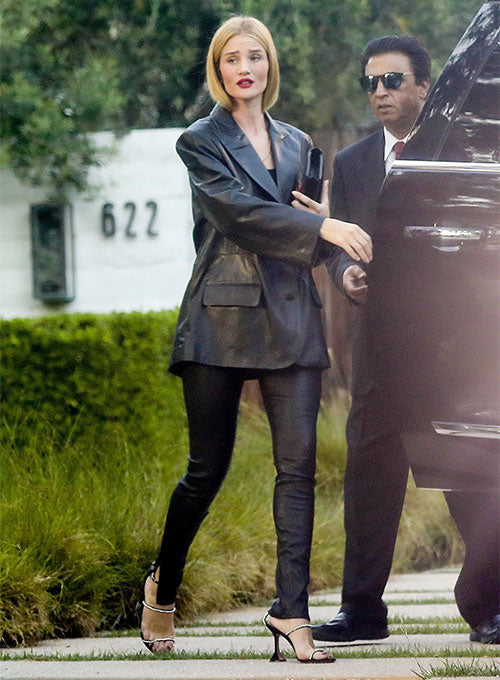 Rosie Huntington Whiteley Leather Blazer - LeatherCult
