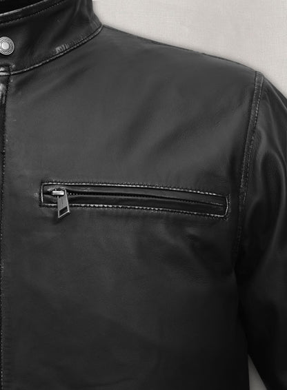 Rubbed Black Bradley Cooper Burnt Leather Jacket - LeatherCult