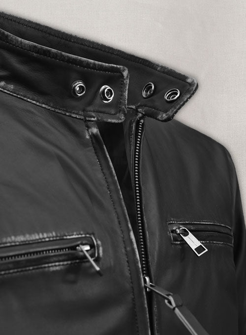 Rubbed Black Bradley Cooper Burnt Leather Jacket - LeatherCult
