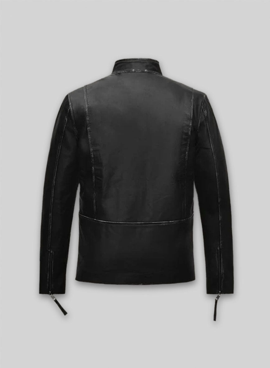 Rubbed Black Bradley Cooper Burnt Leather Jacket