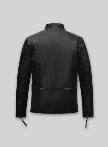 Rubbed Black Bradley Cooper Burnt Leather Jacket