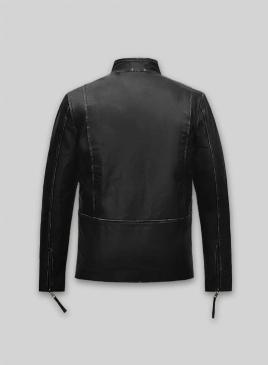 Rubbed Black Bradley Cooper Burnt Leather Jacket