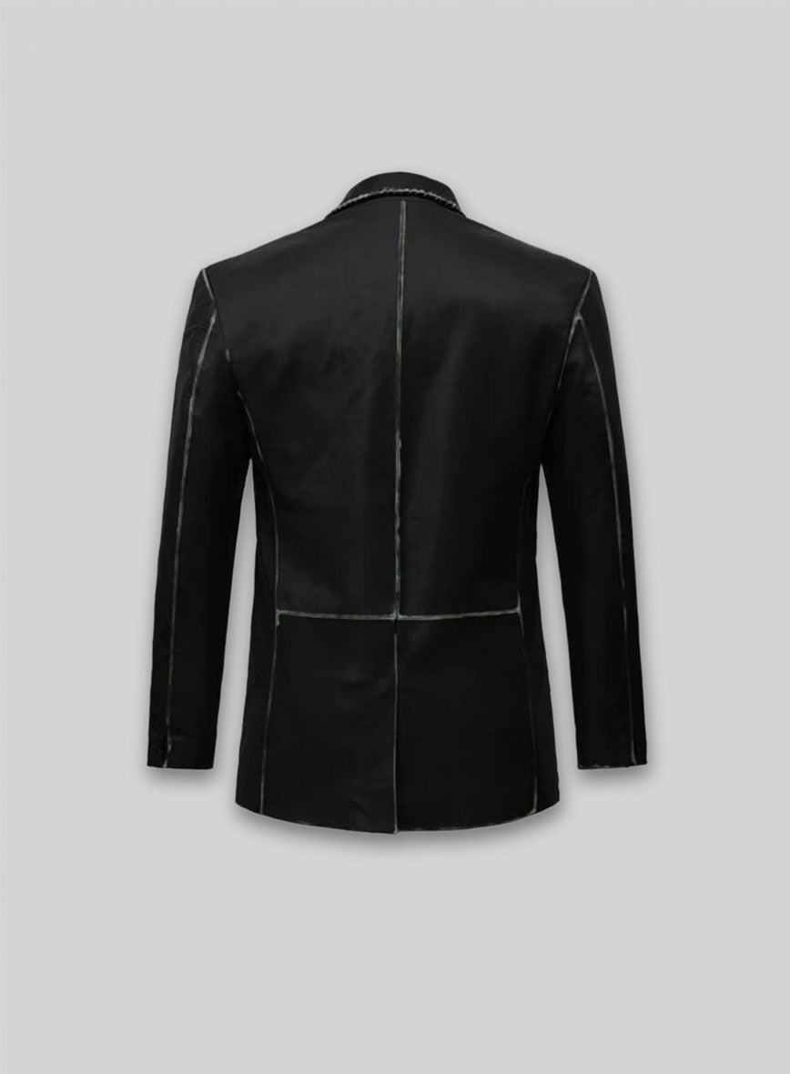 Rubbed Black Medieval Leather Blazer