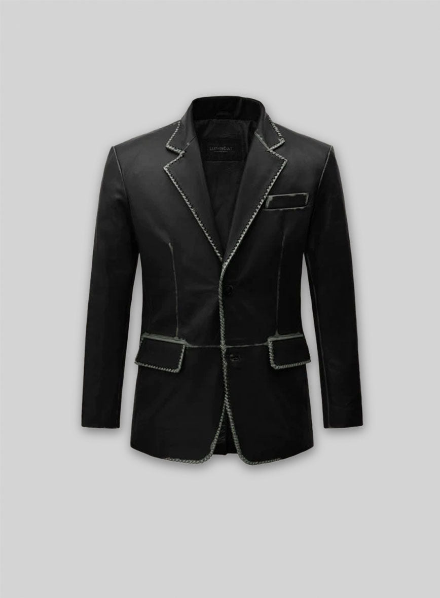 Rubbed Black Medieval Leather Blazer