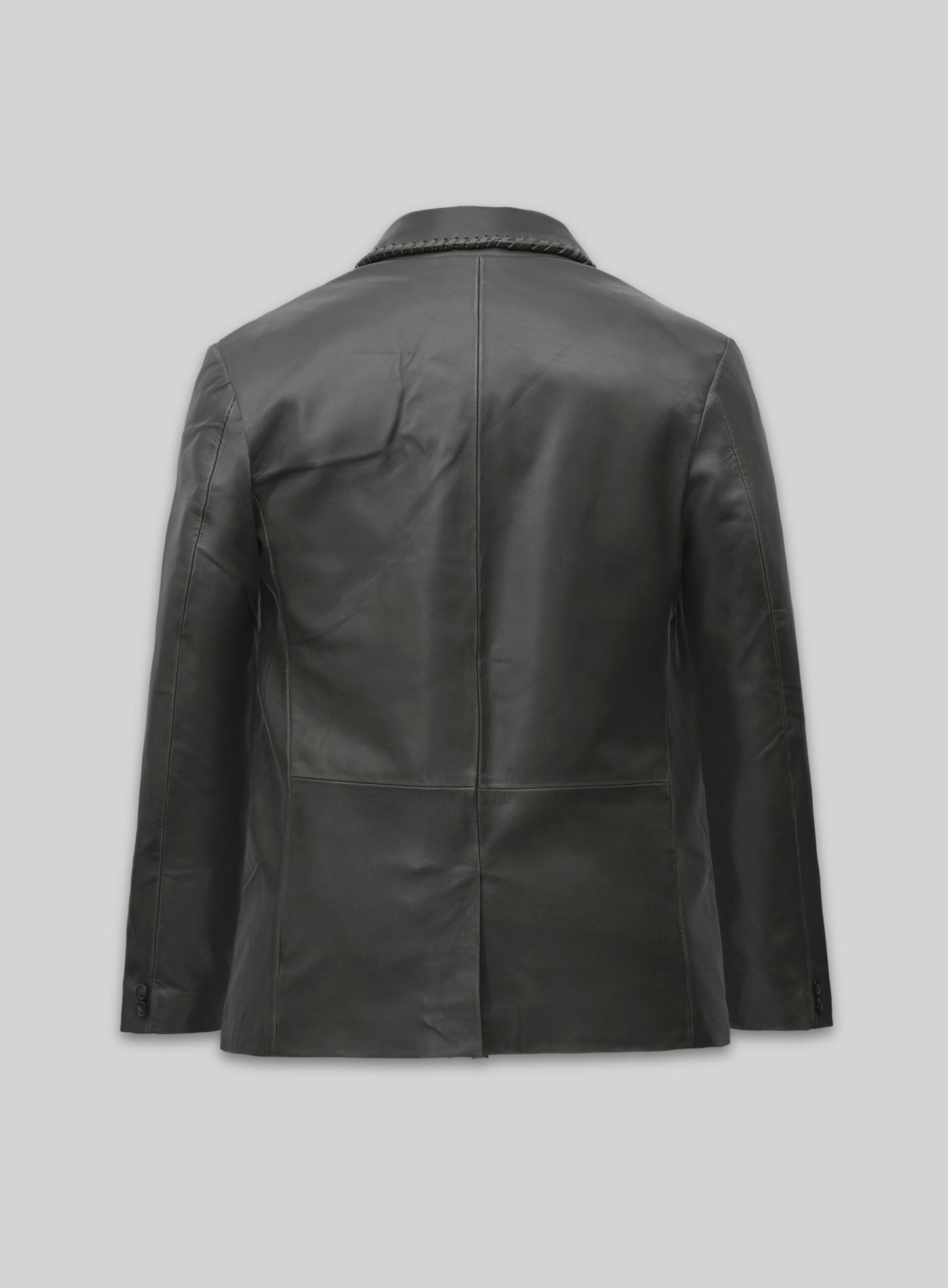 Rubbed Charcoal Medieval Leather Blazer