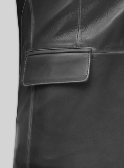 Rubbed Black Leather Blazer