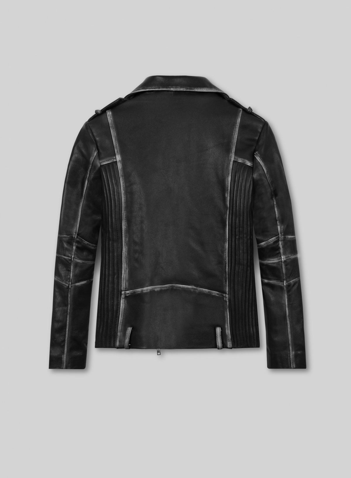 Rubbed Black Leather Jacket # 234