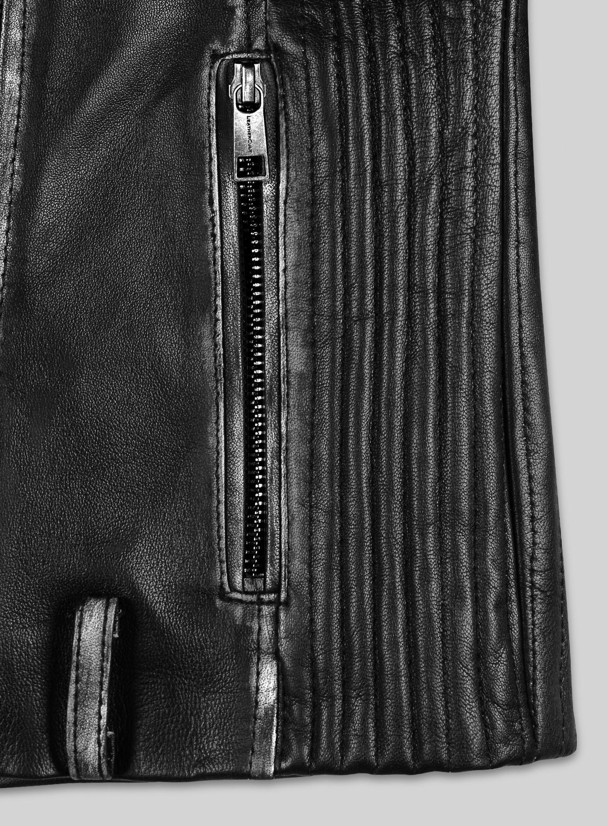 Rubbed Black Leather Jacket # 234
