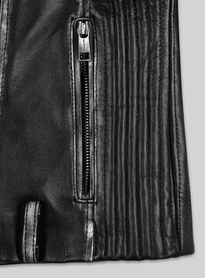 Rubbed Black Leather Jacket # 234