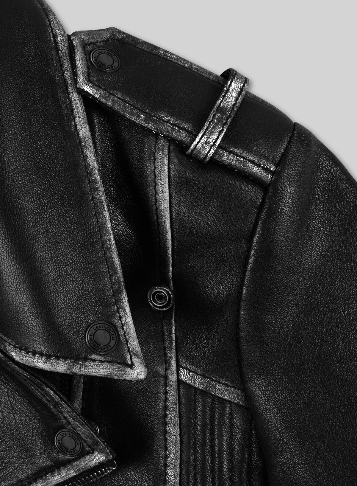 Rubbed Black Leather Jacket # 234