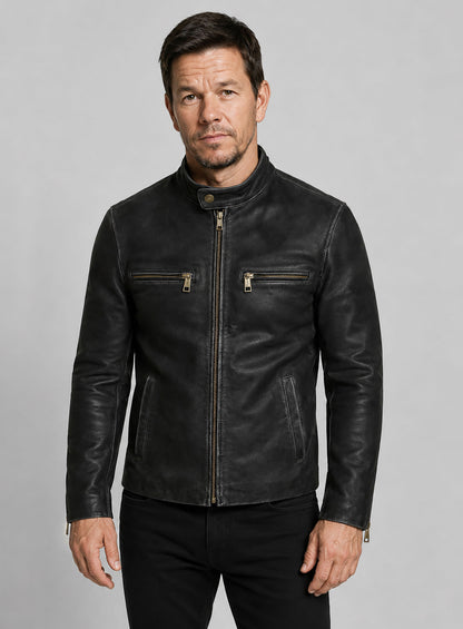 Rubbed Black Mark Wahlberg Contraband Leather Jacket