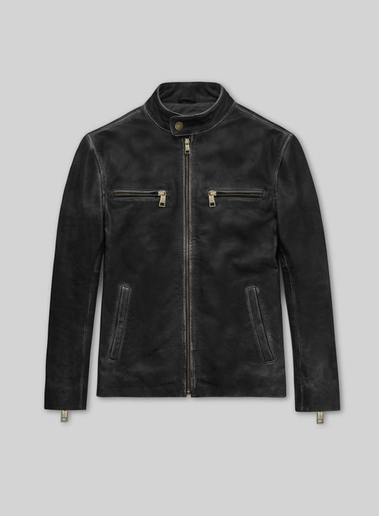 Rubbed Black Mark Wahlberg Contraband Leather Jacket