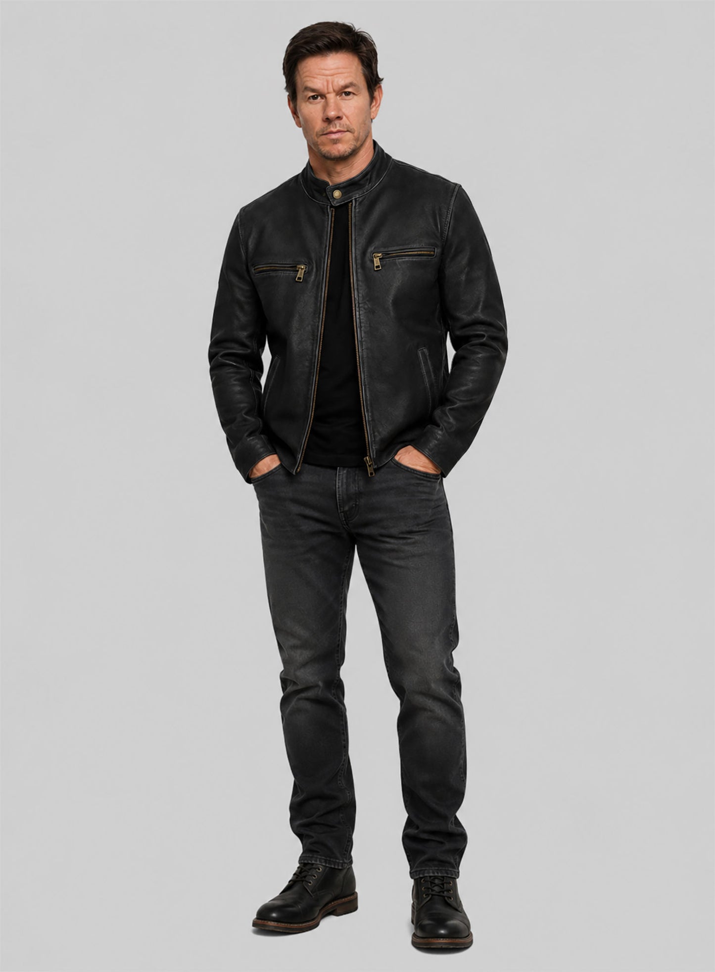 Rubbed Black Mark Wahlberg Contraband Leather Jacket