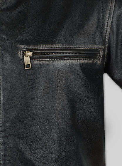 Rubbed Black Mark Wahlberg Contraband Leather Jacket