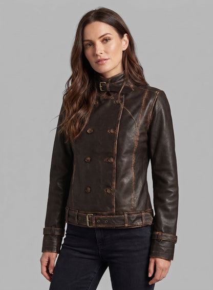 Rubbed Brown Captain America Scarlett Johansson Leather Jacket