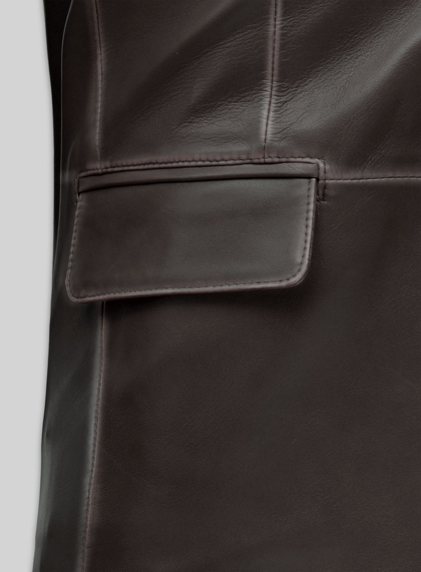 Rubbed Brown Leather Blazer