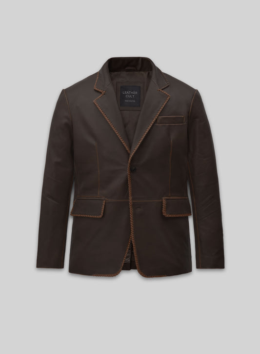 Rubbed Brown Medieval Leather Blazer