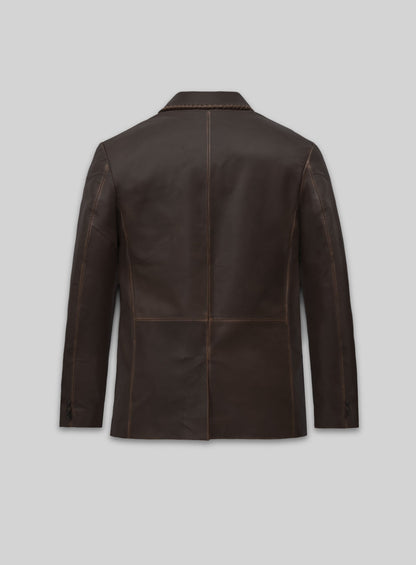 Rubbed Brown Medieval Leather Blazer
