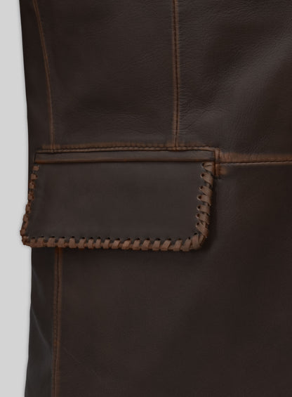 Rubbed Brown Medieval Leather Blazer