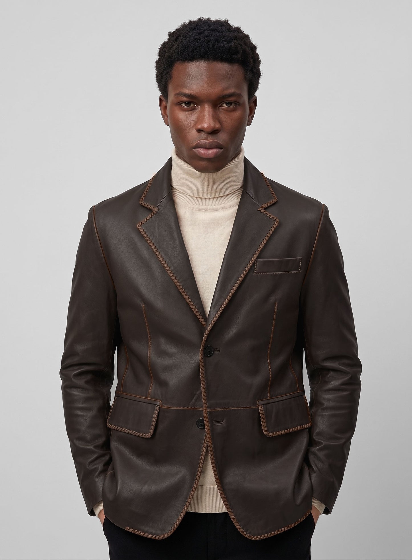Rubbed Brown Medieval Leather Blazer