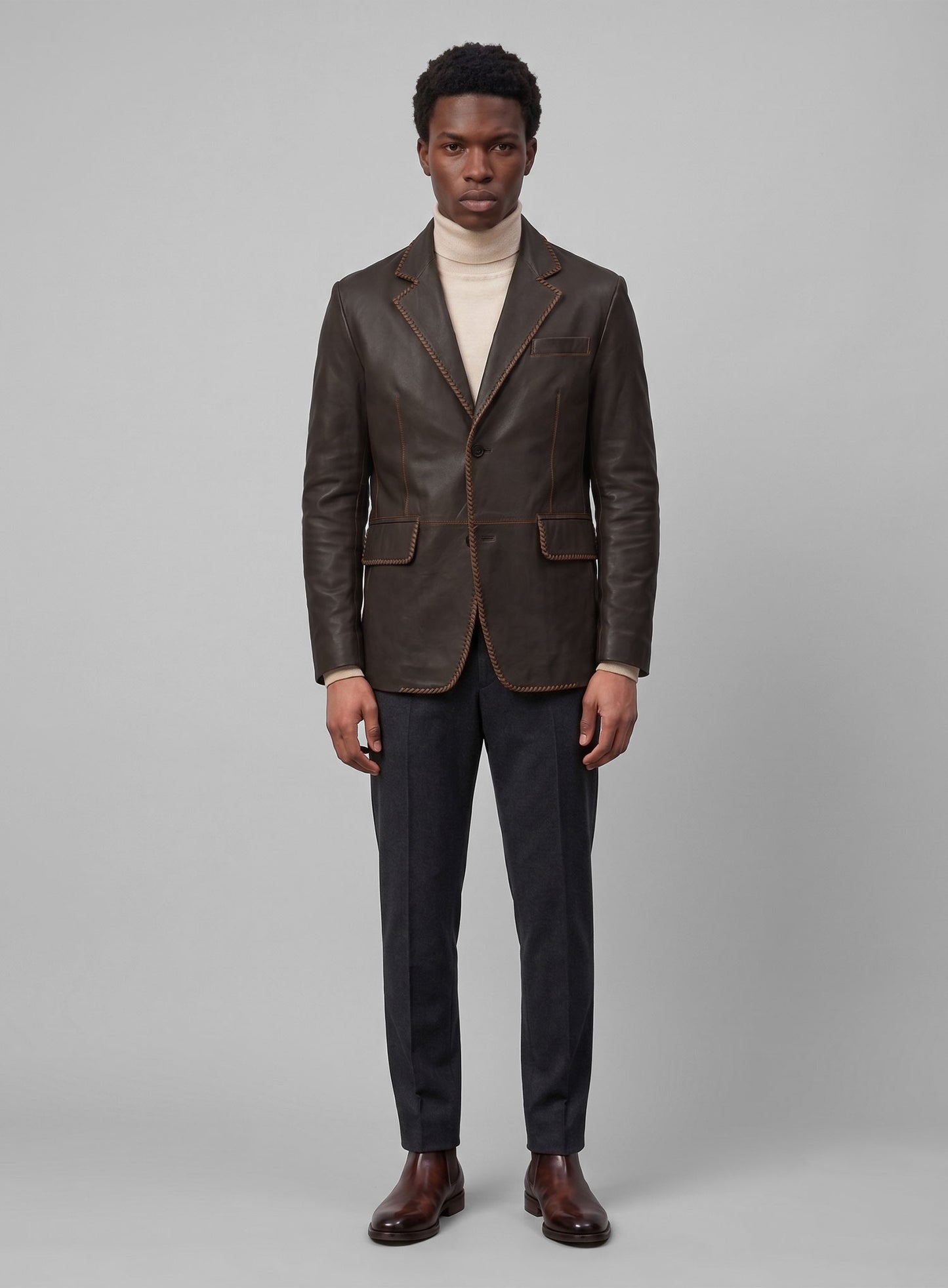 Rubbed Brown Medieval Leather Blazer
