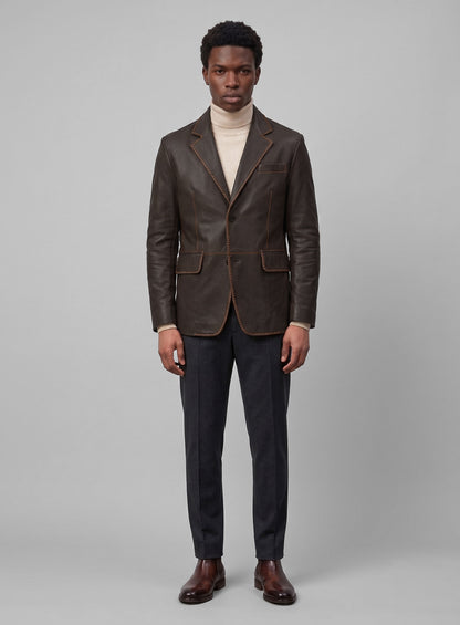 Rubbed Brown Medieval Leather Blazer