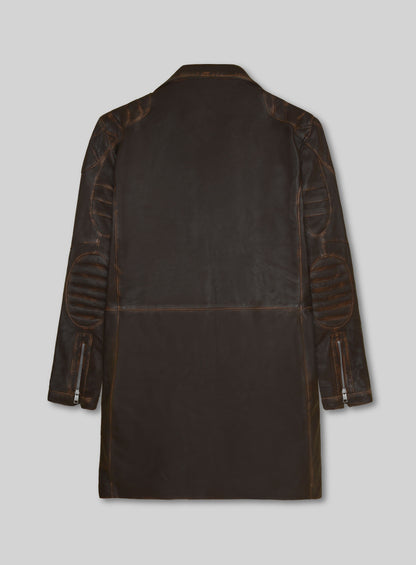 Rubbed Brown Will Smith I Robot Leather Trench Coat